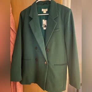Maeve/ Anthropologie Double Breasted Blazer in Dark Green